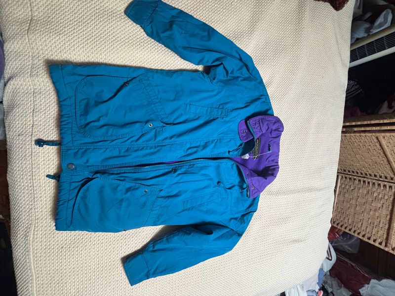 Vintage Pacific Trail Teal Turquoise Purple Fleece Lined Full Zip Jacket Men's L 90s Windbreaker