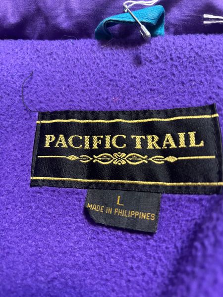 Vintage Pacific Trail Teal Turquoise Purple Fleece Lined Full Zip Jacket Men's L 90s Windbreaker
